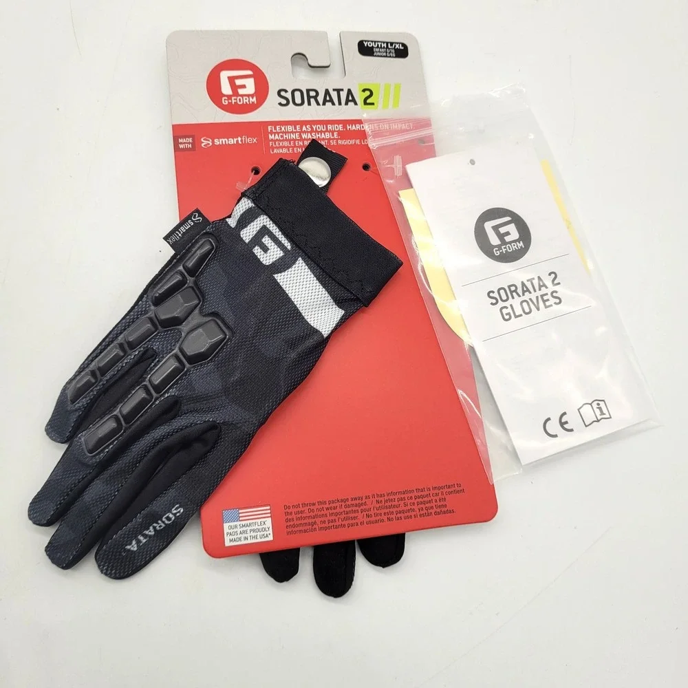 G-Form Sorata 2 Trail Gloves for Youth L/XL – MTB Protective Kids Cycling Gloves
